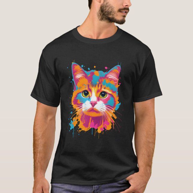 T-shirt Cat For Kitten Colorful Kitty Adoption (Devant)