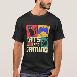 T-shirt Cat Gamer Kitty Meow Animal Animaux Animaux Jeu Vi