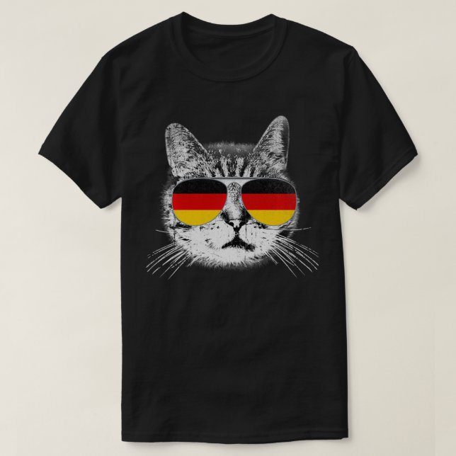 T-shirt Cat Germany German Flag Country Retro Funny Top (Design devant)