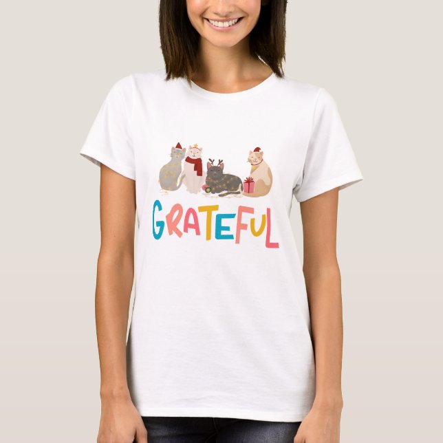 T-shirt Cat Grateful (Devant)