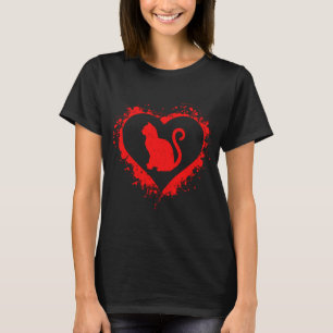 T-shirt Cat Heart Valentines Day Amoureux des chats cadeau