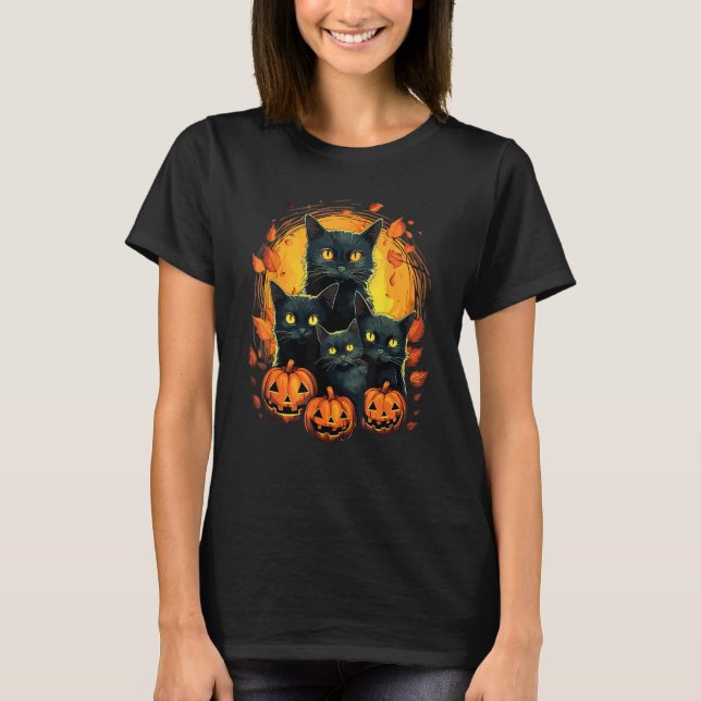 T-shirt Cat Horror Cute Halloween for Cat Kitty (Devant)