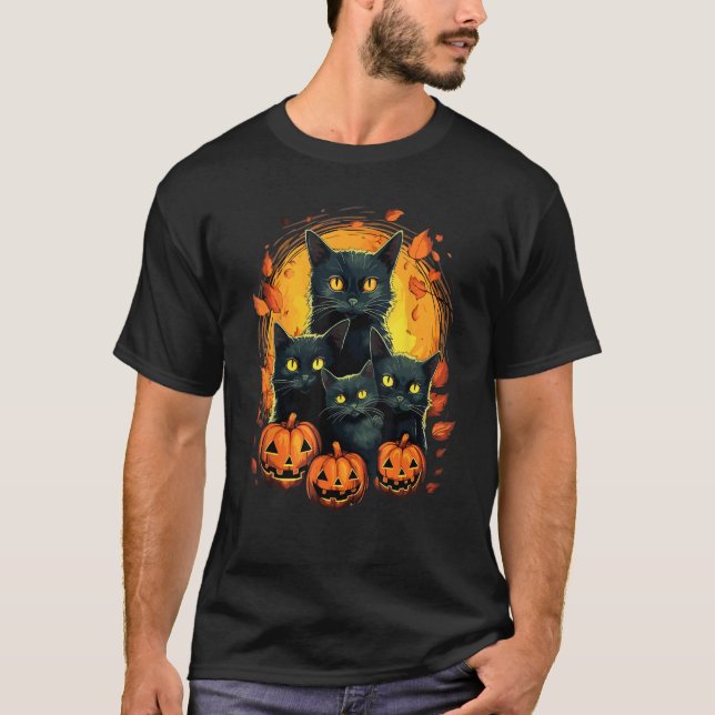 T-shirt Cat Horror Cute Halloween for Cat Kitty (Devant)