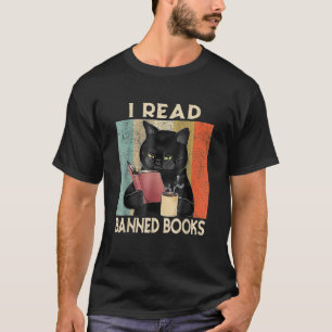 T-shirt Cat I Read Banned Books hommes Bookworms Lecture B