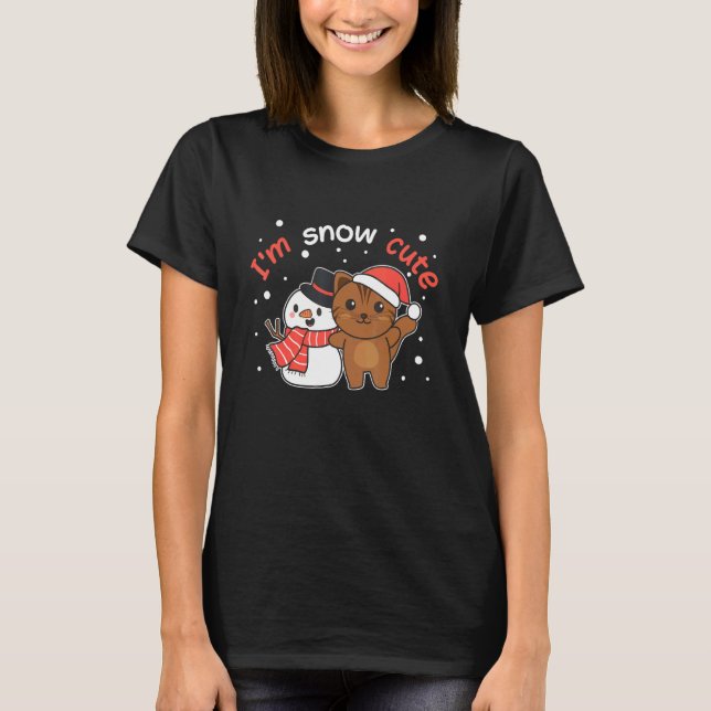 T-shirt Cat I'm Snow Cute Snowman Snow Pun (Devant)