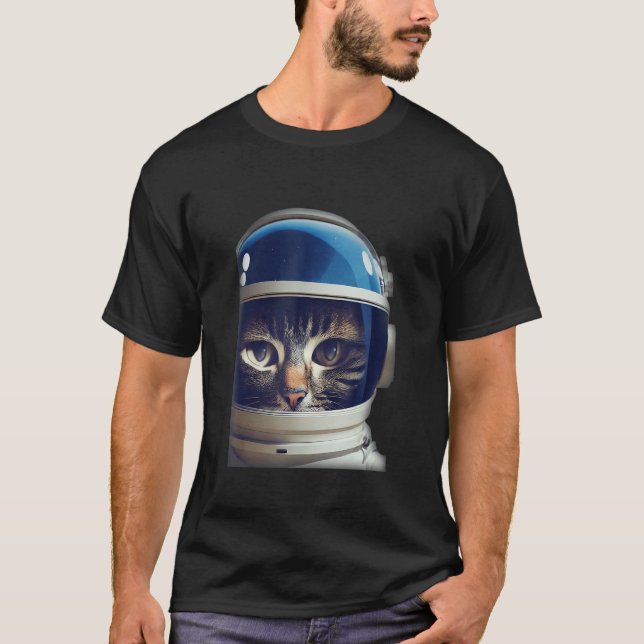 T-shirt Cat In A Spacesuit With A Glass Helmet Floating In (Devant)