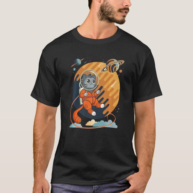 T-shirt Cat in Space Space Cat Nerdy  4 (Devant)