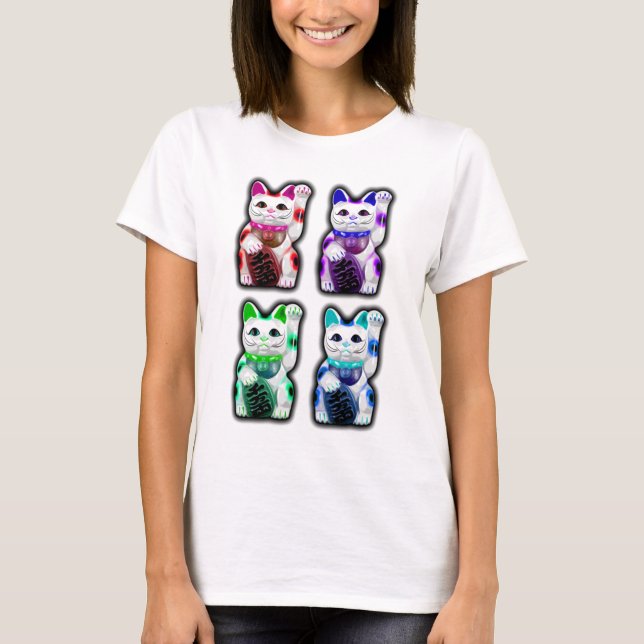 T-shirt CAT JAPONAIS d'argent de Maneki Neko (Devant)