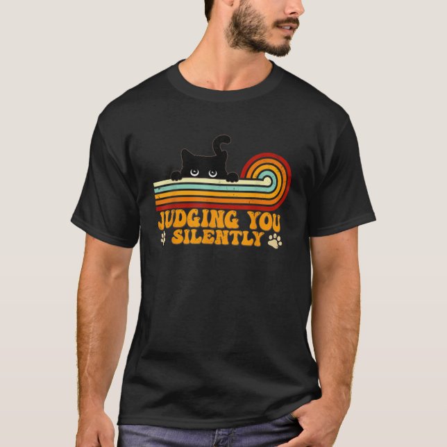 T-shirt Cat Judging You Silently Funny Black Amoureux de l (Devant)