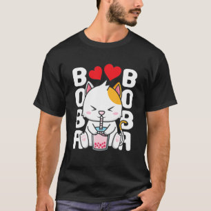 T-shirt Cat Kawaii Boba Buble Tea Meow Anime Kit Japonais