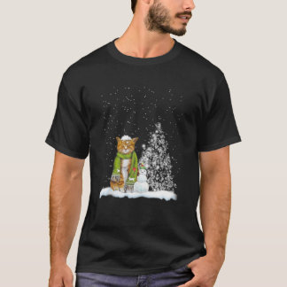 T-shirt Cat Kitten Winter Scarf Snowman Christmas Tree Xma