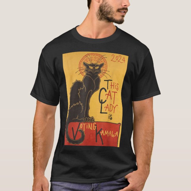 T-shirt Cat Lady Kamala Le Conversation Noir Funny Ballot (Devant)