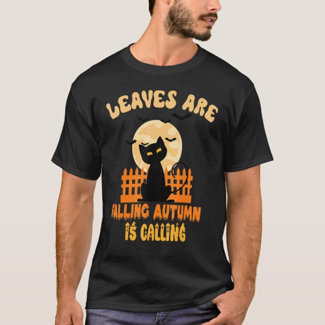 T-shirt cat leaves are falling autumn is calling (Devant)