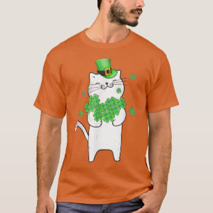 T-shirt Cat Leprechaun Amoureux des chats Shamrock St Patr