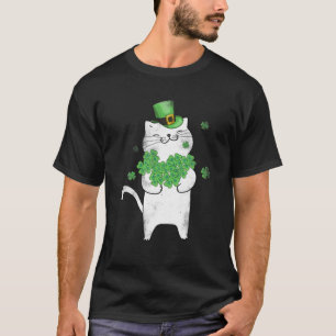 T-shirt Cat Leprechaun Amoureux des chats Shamrock St Patr