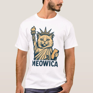 T-shirt Cat Liberty Meowica Patriotique Feline Liberté