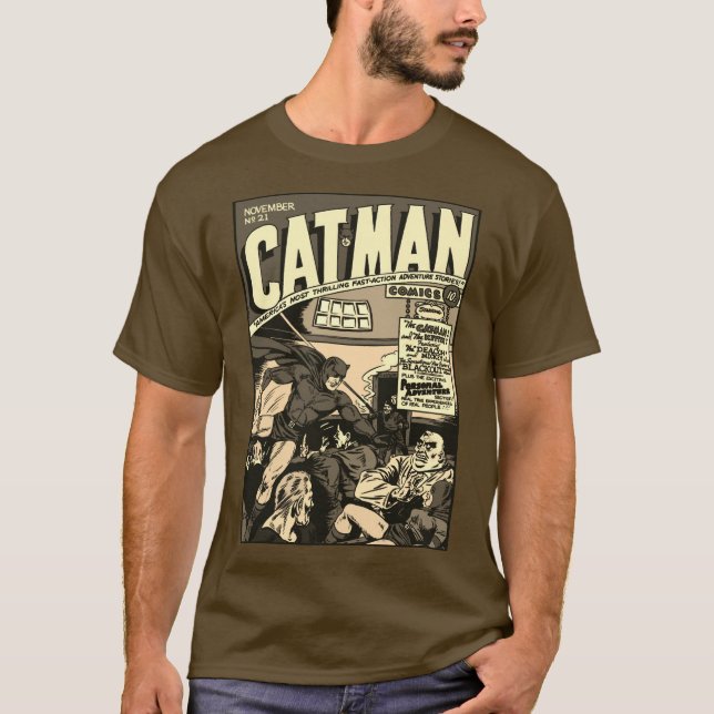 T-Shirt CAT-MAN Comics (monochrome) des années 194 (Devant)