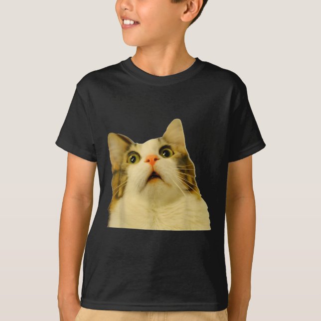 T-shirt Cat Meme Shock Cat Face Funny Meme Cat Silly Gift  (Devant)