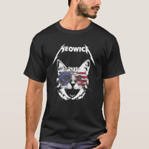T-shirt Cat Meowica 4 juillet American Flag Rock Band