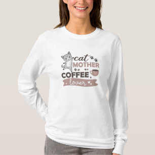 T-shirt Cat Mère Café Lover Cute Cats Coupe De Café