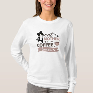 T-shirt Cat Mère Café Lover Cute Cats Coupe De Café