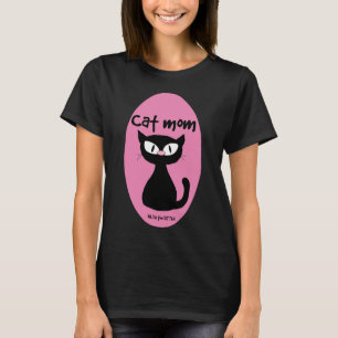 T-shirt CAT MOM Cute Chat rose et noir
