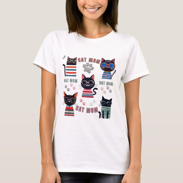 T-shirt Cat Mom - Design mignon et confortable pour les Am (Devant)