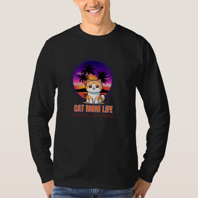 T-shirt Cat Mom Life funny (Devant)