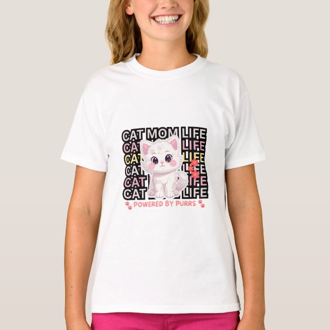 T-shirt Cat Mom Life funny (Devant)