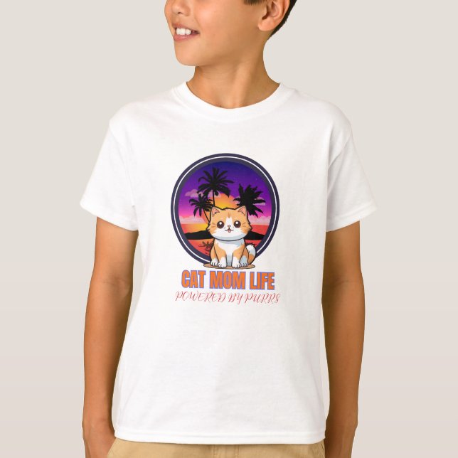 T-shirt Cat Mom Life funny (Devant)