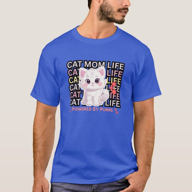 T-shirt Cat Mom Life funny (Devant)