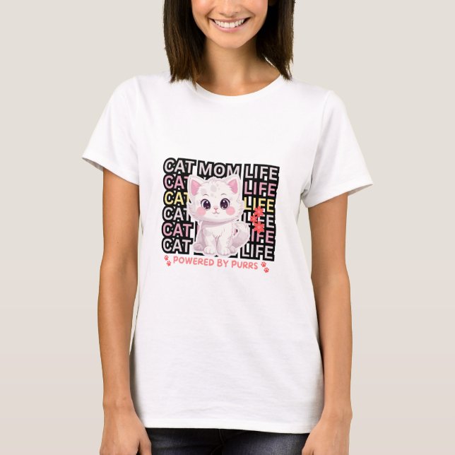 T-shirt Cat Mom Life funny (Devant)