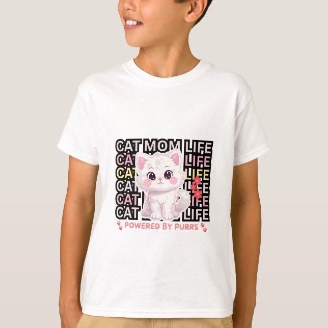 T-shirt Cat Mom Life funny (Devant)