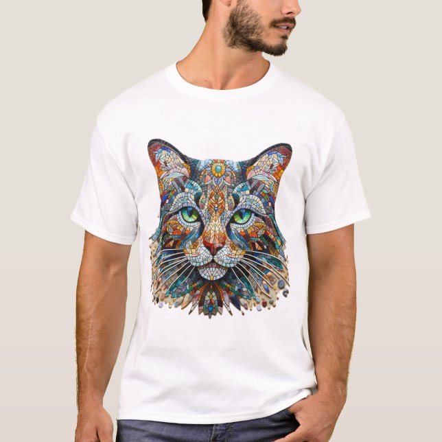 T-shirt Cat Mosaic Art (Devant)