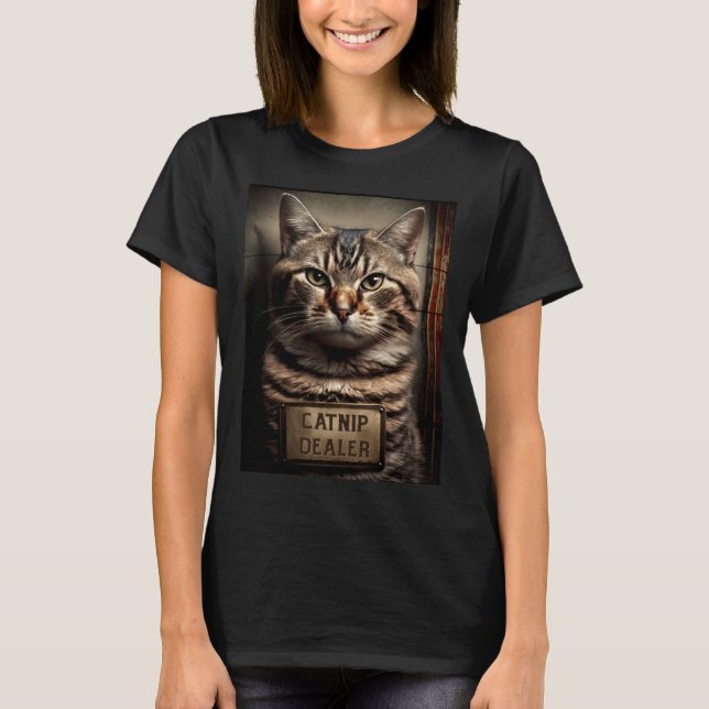 T-shirt Cat Mugshot  Catnip Dealer  Cat Dad and Cat Mom (Devant)