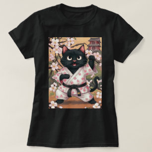 T-shirt Cat noir Karate Cute Kimono