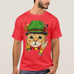 T-shirt Cat Oktoberfest Lederhosen Costume allemand bière