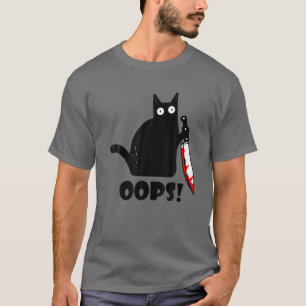 T-shirt Cat Oops ! Chat Noir Drôle Meurtrier Chat Avec Cou