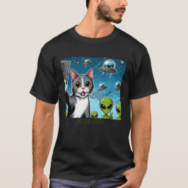 T-shirt Cat OVNI Selfie : Green Alien #15