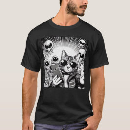 T-shirt Cat OVNI Selfie : Green Alien #20