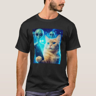 T-shirt Cat OVNI Selfie : Green Alien #5