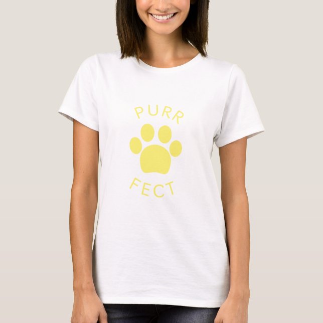 T-shirt Cat Parfect Jaune Purr Empreinte de patte (Devant)