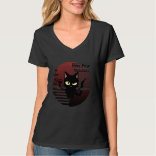 T-shirt Cat Pew Pew Madafaca Vintage Crazy Cat Funny Graph