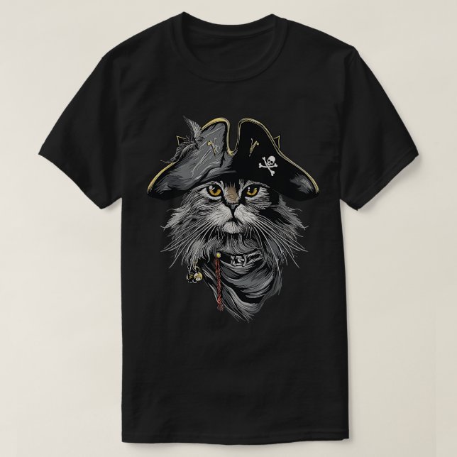 T-shirt Cat Pirate Parler Comme Un Pirate (Design devant)