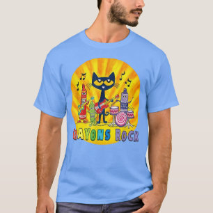 T-shirt Cat Play Guitare Chemise Crayons Musique Chat amus