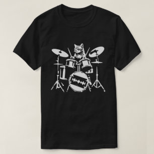 T-shirt Cat Playing Drums 90s Grunge Punk Rock & Roll