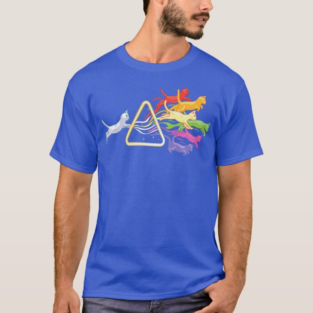 T-shirt Cat Prism Rainbow Light Funny Physics Science (Devant)