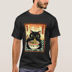 T-shirt Cat Ramen Japonais drôle Graphisme Kawaii Cat Anim