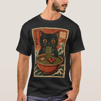 T-shirt Cat Ramen Japonais drôle Graphisme Kawaii Cat Anim