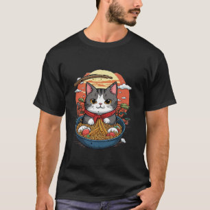 T-shirt Cat Ramen Japonais drôle Graphisme Kawaii Cat Anim